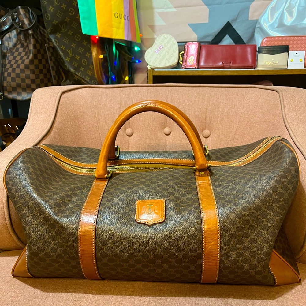Celine Honeycomb Monogram, COA, OG $240O Leather Boston Duffel18" GUC - Picture 2 of 9